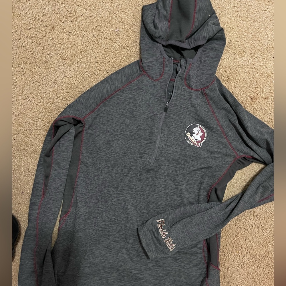 FSU athletic quarter zip. material is like a thicker dry fit